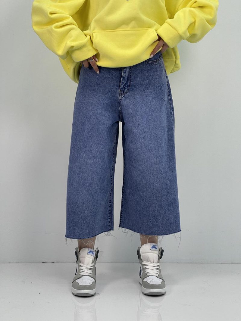 شلوارک جین زنانه سوپر بگ آبی تیره