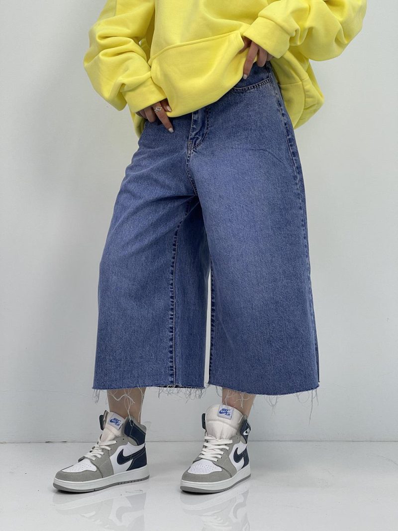 شلوارک جین زنانه سوپر بگ آبی تیره