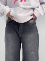 شلوار جین زنانه واید لگ زغالی