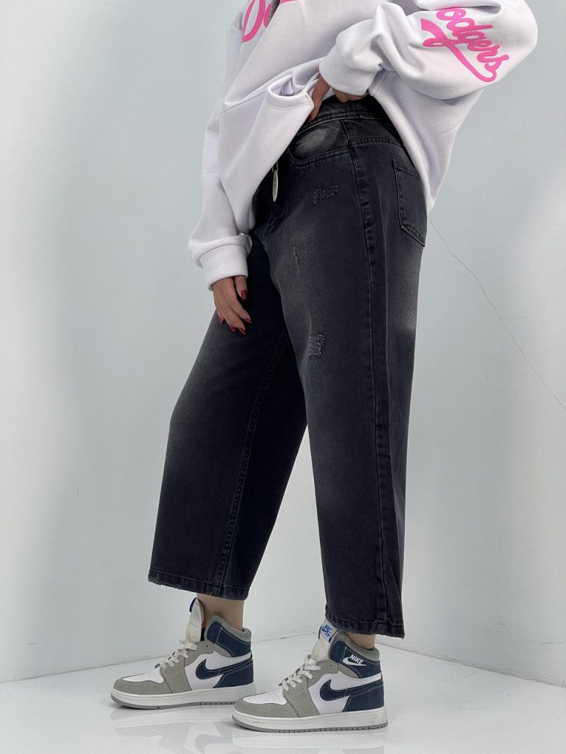 شلوار جین زنانه واید لگ زغالی