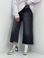 شلوار جین زنانه واید لگ زغالی