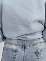 شلوار جین زنانه واید لگ آبی یخی روشن