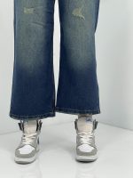 شلوار جین زنانه واید لگ با سنگشور سبز