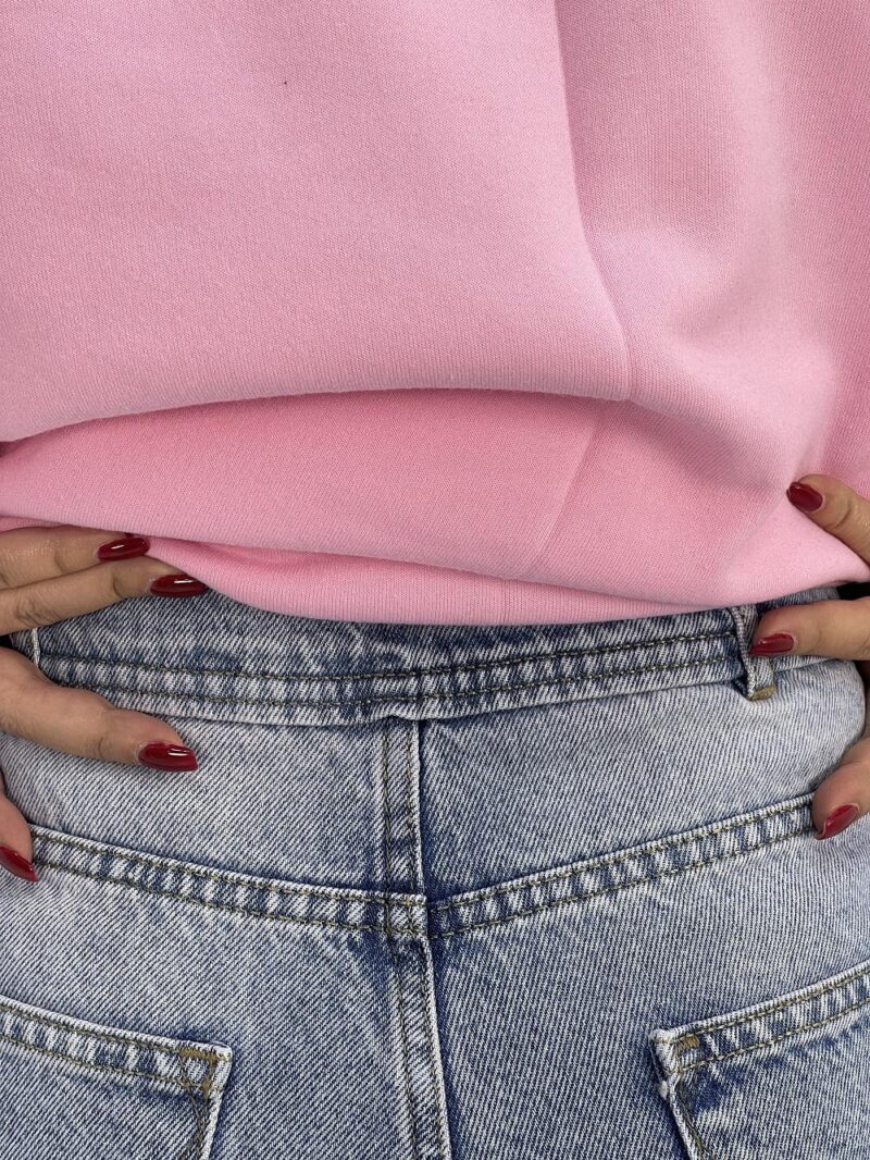 شلوار جین زنانه واید لگ آبی با سنگشور صدفی