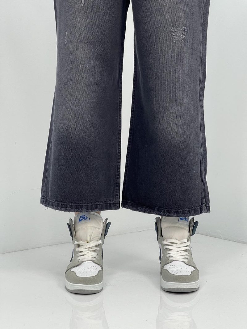 شلوار جین زنانه واید لگ زغالی