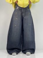 شلوار جین زنانه سوپر بگ بالون سرمه ای سنگشور