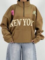 دورس نیم زیپ زنانه قهوه ای