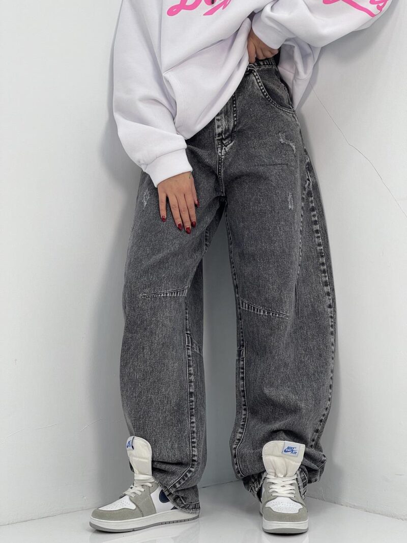 شلوار جین زنانه بالونی کارپنتری طوسی