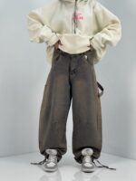 شلوار جین بالونی کارپنتری کرم قهوه ای