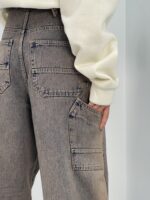 شلوار جین بالونی کارپنتری کرم قهوه ای