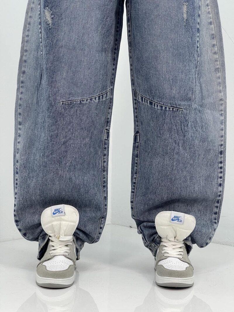 شلوار جین زنانه بالونی آبی با سنگشور خاص