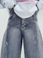 شلوار جین زنانه بالونی آبی با سنگشور خاص