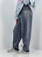 شلوار جین زنانه بالونی آبی با سنگشور خاص