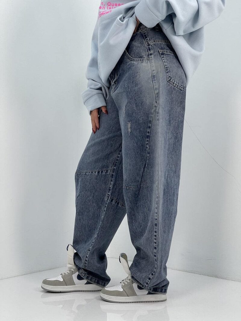 شلوار جین زنانه بالونی آبی با سنگشور خاص