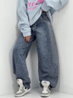 شلوار جین زنانه بالونی آبی با سنگشور خاص