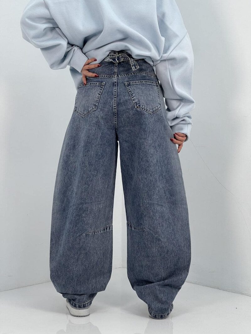 شلوار جین زنانه بالونی آبی با سنگشور خاص