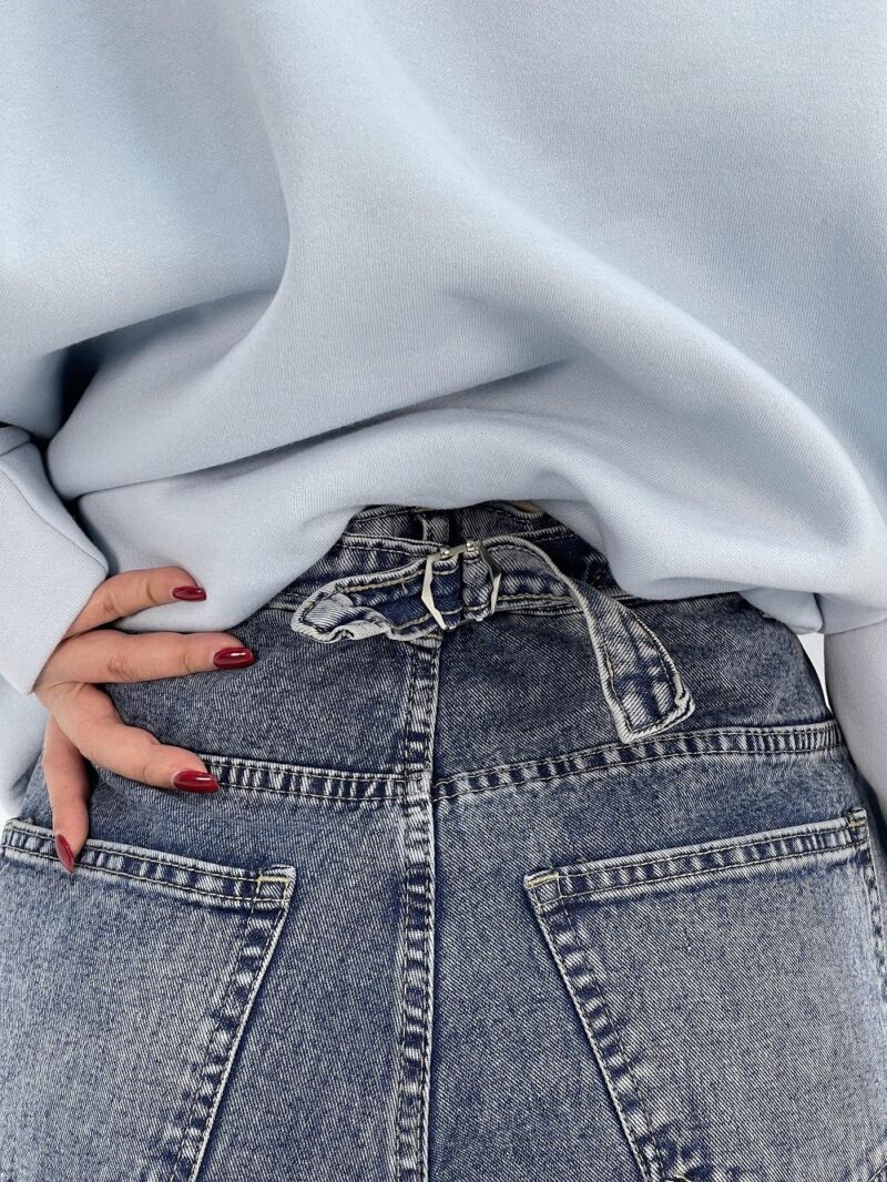 شلوار جین زنانه بالونی آبی با سنگشور خاص