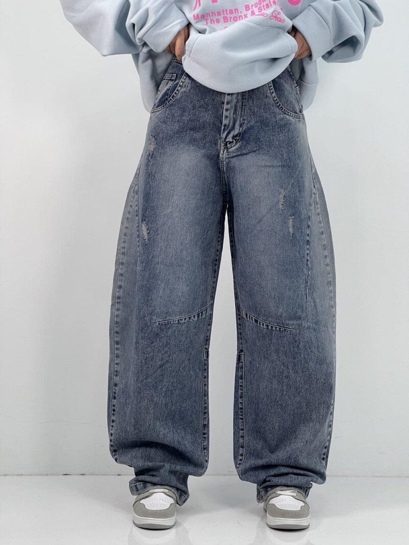 شلوار جین زنانه بالونی آبی با سنگشور خاص