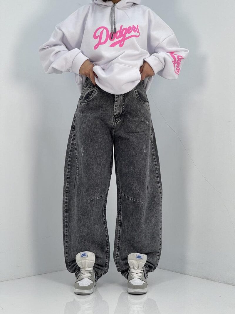 شلوار جین زنانه بالونی کارپنتری طوسی