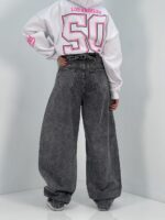 شلوار جین زنانه بالونی کارپنتری طوسی