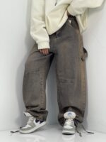 شلوار جین بالونی کارپنتری کرم قهوه ای