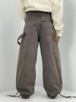 شلوار جین بالونی کارپنتری کرم قهوه ای