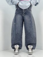 شلوار جین زنانه بالونی آبی با سنگشور خاص