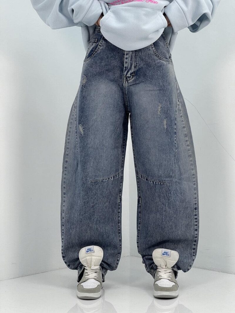 شلوار جین زنانه بالونی آبی با سنگشور خاص