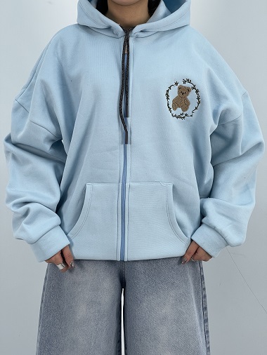 سویشرت باکسی دخترانه آبی