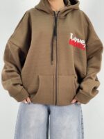 سویشرت باکسی دخترانه قهوه ای