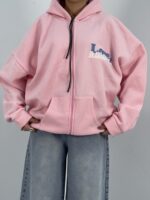 سویشرت باکسی دخترانه صورتی