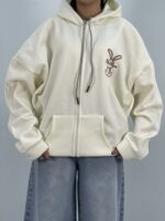 سویشرت باکسی دخترانه شیری