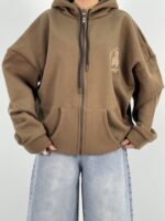 سویشرت باکسی دخترانه قهوه ای