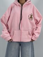 سویشرت باکسی دخترانه صورتی