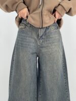 شلوار جین زنانه سوپر بگ بالون قهوه ای