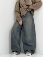 شلوار جین زنانه سوپر بگ بالون قهوه ای