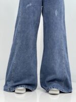 شلوار جین زنانه شافل بگ آبی