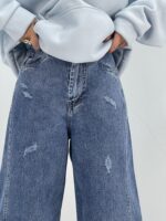 شلوار جین زنانه شافل بگ آبی