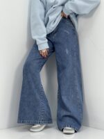 شلوار جین زنانه شافل بگ آبی