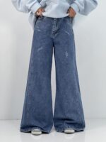 شلوار جین زنانه شافل بگ آبی