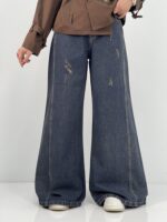 شلوار جین زنانه شافل بگ سرمه ای