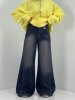 شلوار جین زنانه شافل بگ سرمه ای