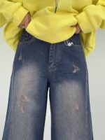 شلوار جین زنانه شافل بگ سرمه ای