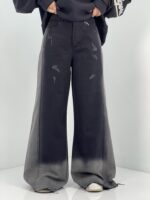 شلوار جین زنانه شافل بگ مشکی با سنگشور صدفی