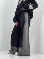 شلوار جین زنانه شافل بگ مشکی با سنگشور صدفی