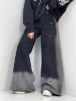 شلوار جین زنانه شافل بگ مشکی با سنگشور صدفی