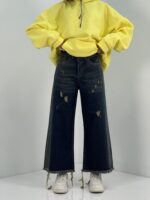 شلوار جین زنانه شافل بگ گازوئیلی قد 90