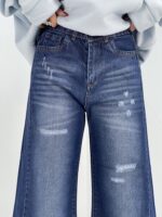 شلوار جین زنانه شافل بگ آبی قد 90
