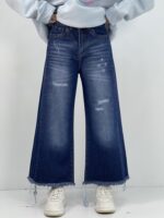 شلوار جین زنانه شافل بگ آبی قد 90