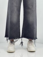شلوار جین زنانه شافل بگ زغالی قد 90